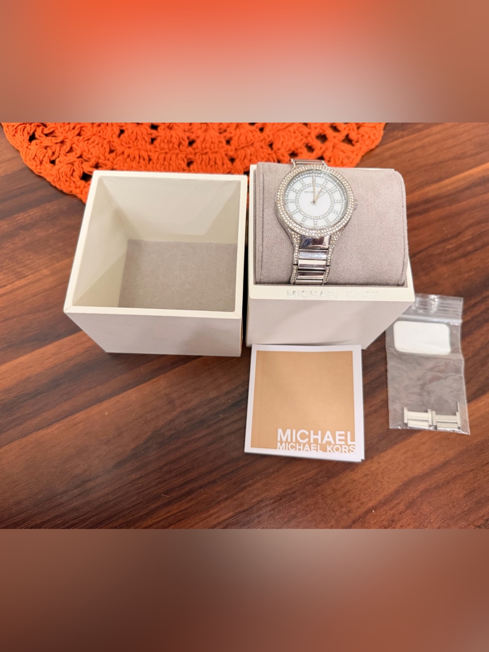 Michael Kors Silver-Tone Crystal Accent Bracelet Watch